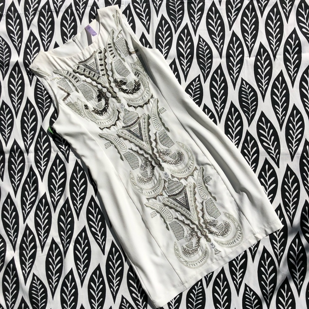 Beaded and Embroidered White Dress